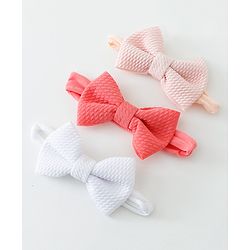 Babyhug Bow Applique Headbands Pack of 3 - Multicolor