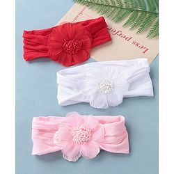 Babyhug Headbands with Floral Applique Pack of 3 - Multicolor