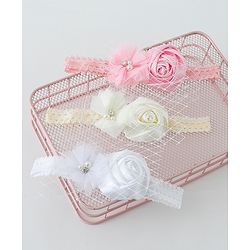 Babyhug Free Size Headbands With Flower Applique Pack of 3- Multicolor