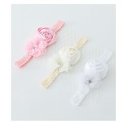 Babyhug Free Size Headbands With Flower Applique Pack of 3- Multicolor
