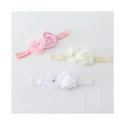 Babyhug Free Size Headbands With Flower Applique Pack of 3- Multicolor