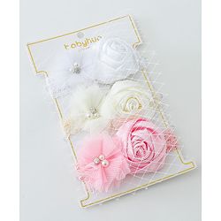Babyhug Free Size Headbands With Flower Applique Pack of 3- Multicolor