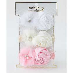 Babyhug Free Size Headbands With Flower Applique Pack of 3- Multicolor