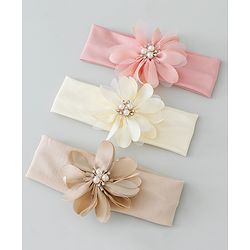 Babyhug Headbands with Floral Applique Pack of 3 - Multicolor