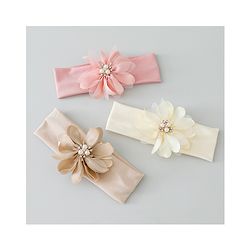 Babyhug Headbands with Floral Applique Pack of 3 - Multicolor