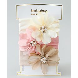 Babyhug Headbands with Floral Applique Pack of 3 - Multicolor