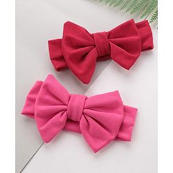 Babyhug Free Size Headbands With  Bow Applique Pack of 2- Red & Pink
