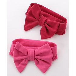 Babyhug Free Size Headbands With  Bow Applique Pack of 2- Red & Pink