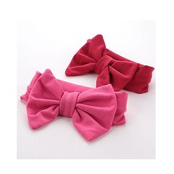 Babyhug Free Size Headbands With  Bow Applique Pack of 2- Red & Pink