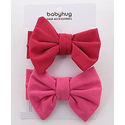 Babyhug Free Size Headbands With  Bow Applique Pack of 2- Red & Pink
