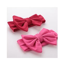 Babyhug Free Size Headbands With  Bow Applique Pack of 2- Red & Pink