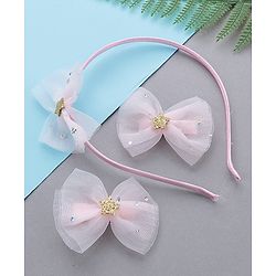 Babyhug Free Size Hair Accessories Combo Set of 3 with Bow Applque - Pink