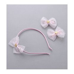 Babyhug Free Size Hair Accessories Combo Set of 3 with Bow Applque - Pink