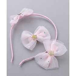 Babyhug Free Size Hair Accessories Combo Set of 3 with Bow Applque - Pink