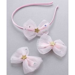 Babyhug Free Size Hair Accessories Combo Set of 3 with Bow Applque - Pink