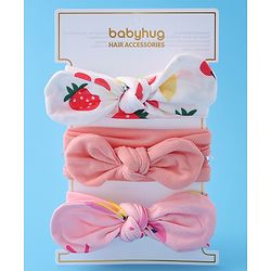 Babyhug Bow Appliques Headbands  Pack of 3 - Multicolor