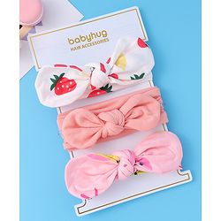 Babyhug Bow Appliques Headbands  Pack of 3 - Multicolor