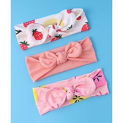 Babyhug Bow Appliques Headbands  Pack of 3 - Multicolor