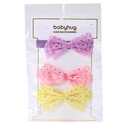 Babyhug Free Size Bow Style Headbands Pack of 3 - Multicolor