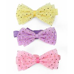Babyhug Free Size Bow Style Headbands Pack of 3 - Multicolor