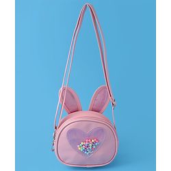 Babyhug Sling Bag with Bunny & Heart Applique - Pink