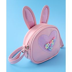 Babyhug Sling Bag with Bunny & Heart Applique - Pink
