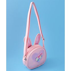Babyhug Sling Bag with Bunny & Heart Applique - Pink