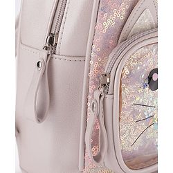 Babyhug Fashion Backpack with Sequinned & Kitty Applique - Beige