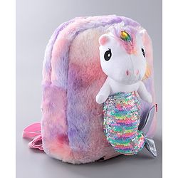 Babyhug Fur Fashion Backpack Unicorn Applique - Multicolor