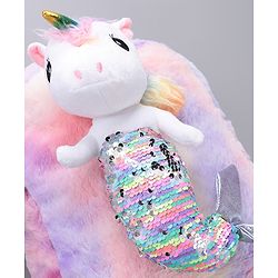 Babyhug Fur Fashion Backpack Unicorn Applique - Multicolor