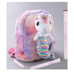 Babyhug Fur Fashion Backpack Unicorn Applique - Multicolor