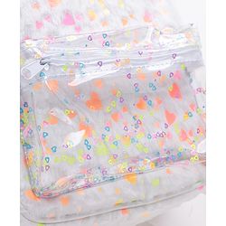 Babyhug Fur Fashion Backpack Heart Print - White