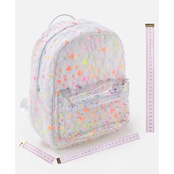 Babyhug Fur Fashion Backpack Heart Print - White