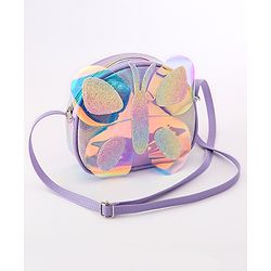 Babyhug Sling Bag With Butterfly Applique - Purple