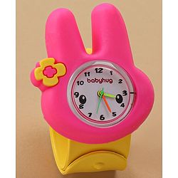 Babyhug Free Size Bunny Shaped Analog Watch - Yellow & Pink