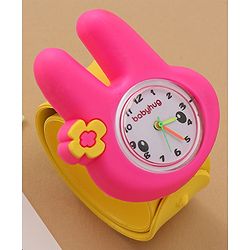 Babyhug Free Size Bunny Shaped Analog Watch - Yellow & Pink