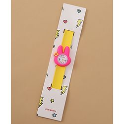 Babyhug Free Size Bunny Shaped Analog Watch - Yellow & Pink