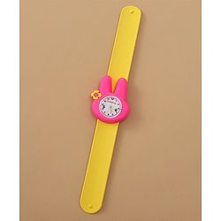 Babyhug Free Size Bunny Shaped Analog Watch - Yellow & Pink