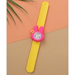 Babyhug Free Size Bunny Shaped Analog Watch - Yellow & Pink