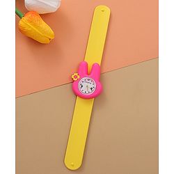 Babyhug Free Size Bunny Shaped Analog Watch - Yellow & Pink
