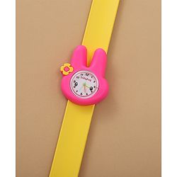 Babyhug Free Size Bunny Shaped Analog Watch - Yellow & Pink