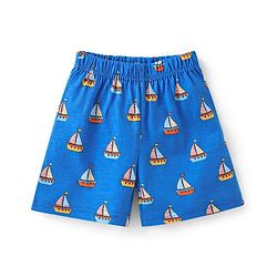 Babyhug Cotton Single Jersey Knit Half Sleeves Night Suit Boat Print - Orange & Blue