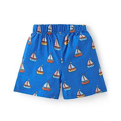 Babyhug Cotton Single Jersey Knit Half Sleeves Night Suit Boat Print - Orange & Blue