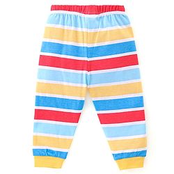 Babyhug Cotton Knit Half Sleeves Night Suit With Van Print - Yellow & Blue