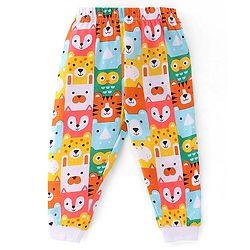 Babyhug Cotton Knit Full Sleeves Night Suit With Animals Print - Multicolour