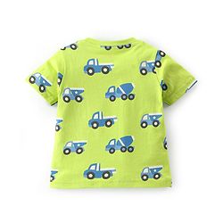 Babyhug Cotton Knit Half Sleeves Night Suit With Construction Vehicle Print - Green