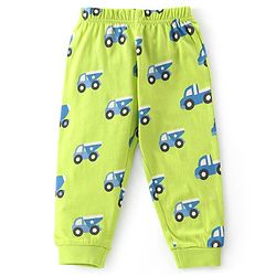 Babyhug Cotton Knit Half Sleeves Night Suit With Construction Vehicle Print - Green