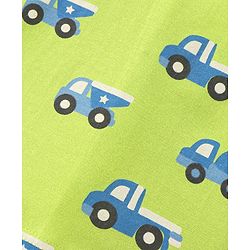Babyhug Cotton Knit Half Sleeves Night Suit With Construction Vehicle Print - Green