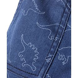 Babyhug Cotton Denim Shorts With Stretch Dino Print- Blue