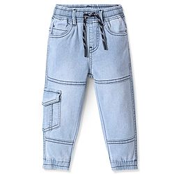 Babyhug Full Length Joggers with Stretch Solid Color - Blue